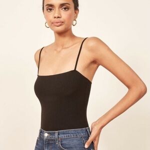 Reformation Jeans Black Ribbed bodysuit